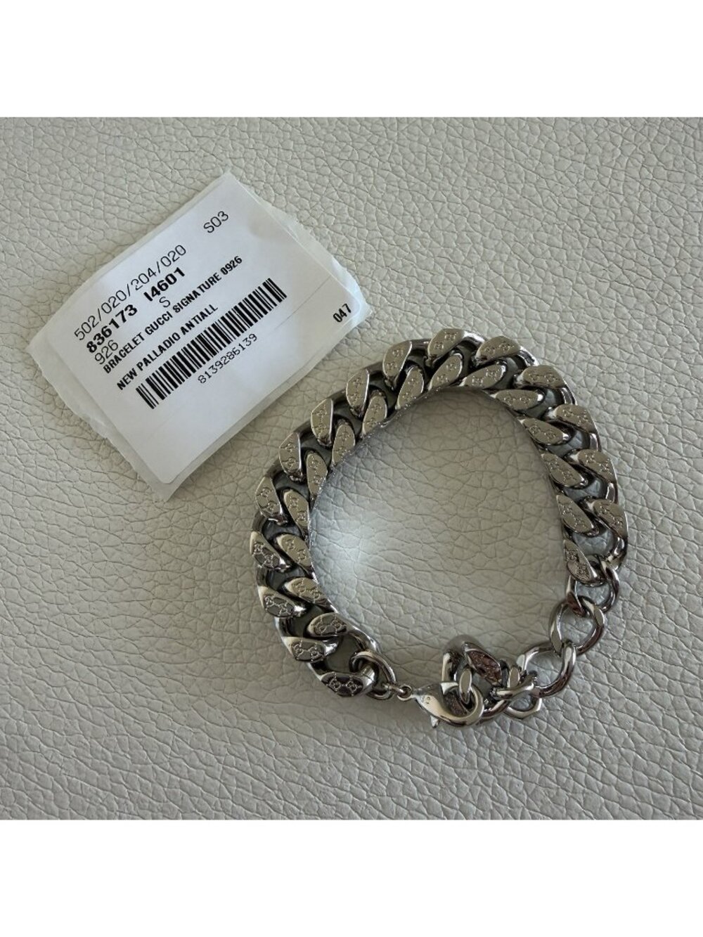 NEW Gucci Chain GG Bracelet Sz S 100% Authentic Palladium 100% Authentic